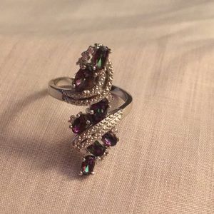 Rainbow Topaz Wedding Engagement Ring Gorgeous